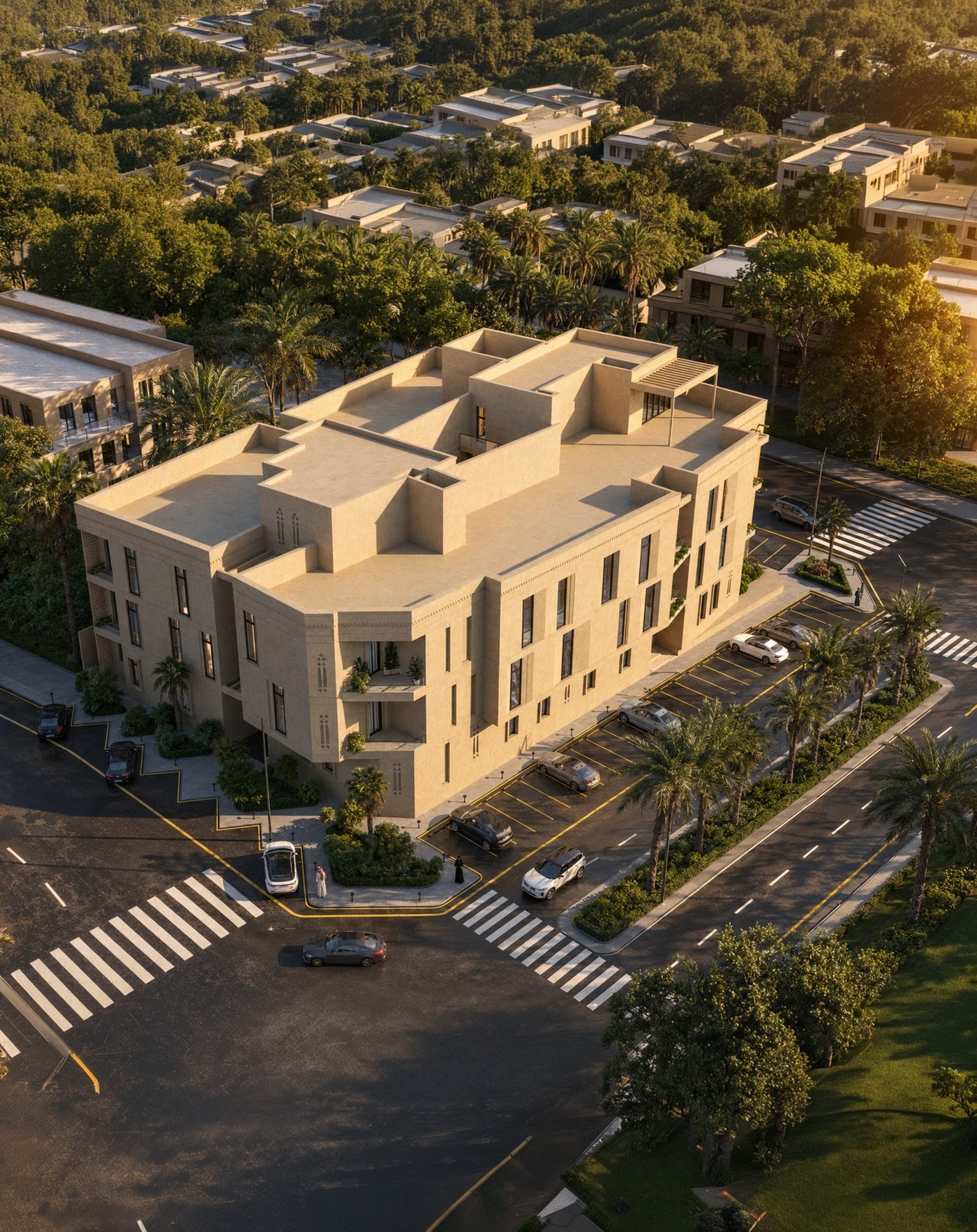 Aerial view of Dhahra Residence within its neighbourhood