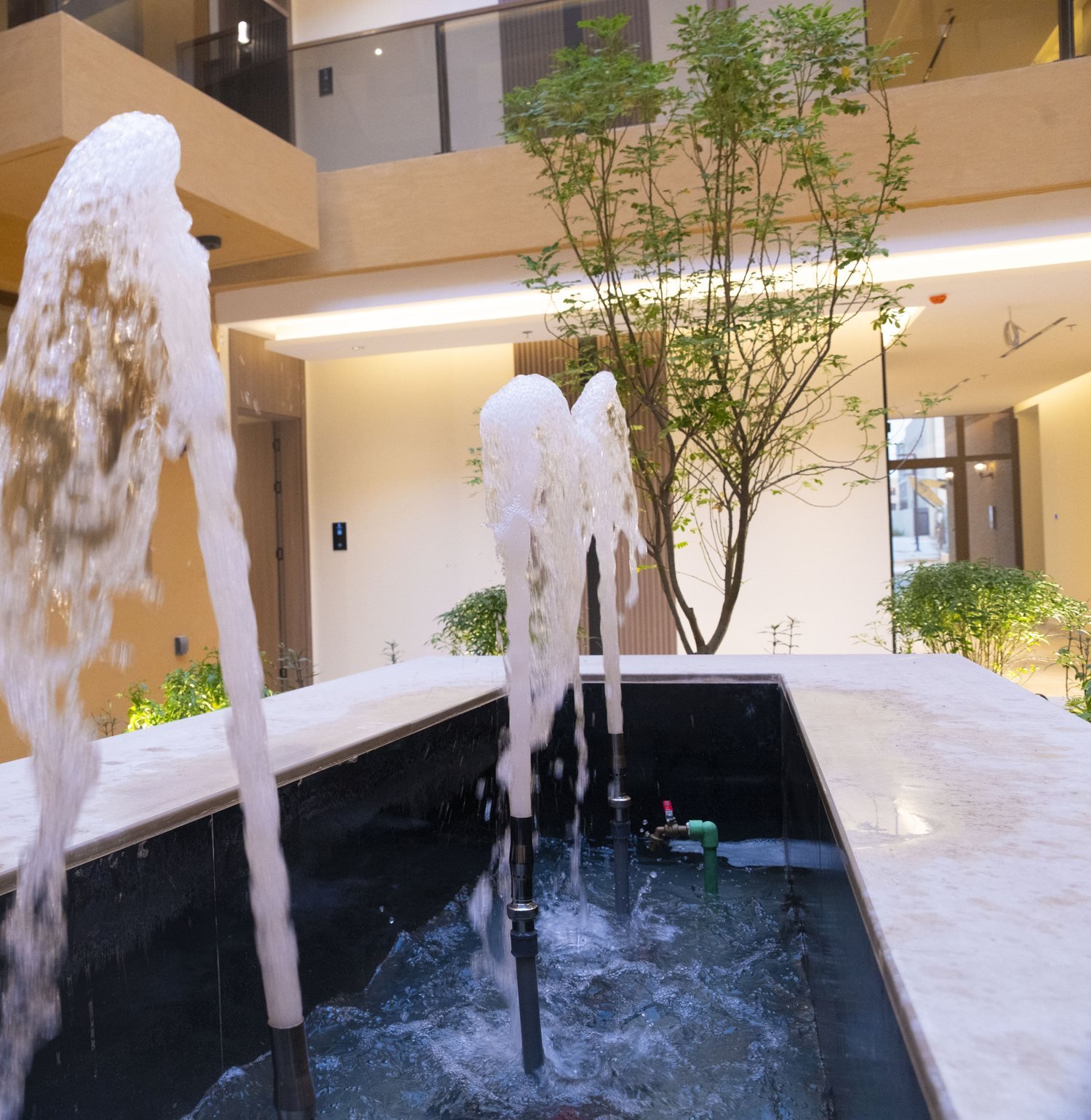 The courtyard water feature