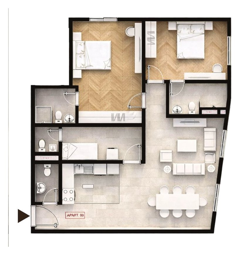 Floor plan, apartment 03